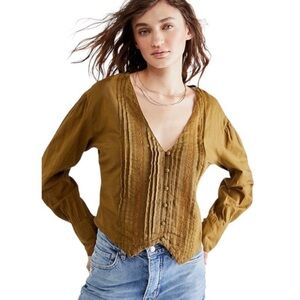 Free People Olive Blouse